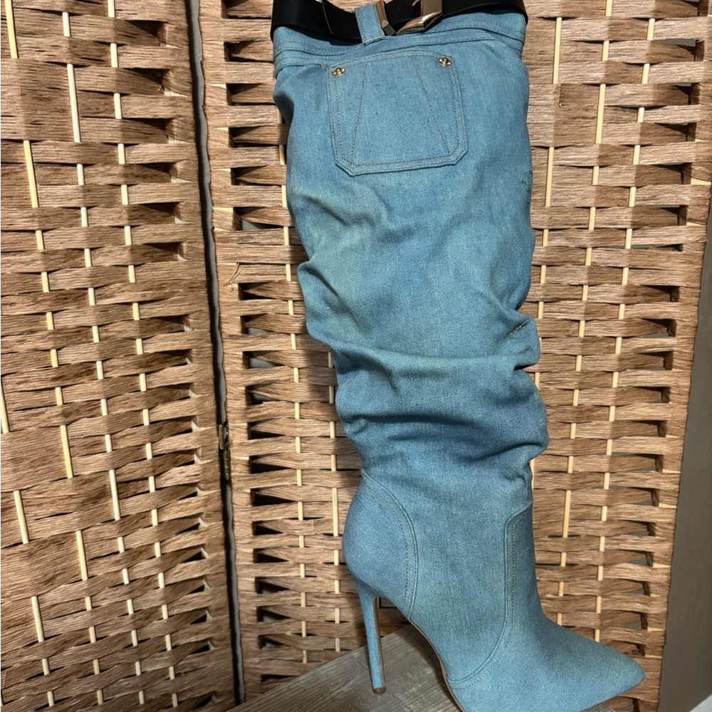Stylish Blue Denim Women's Boots